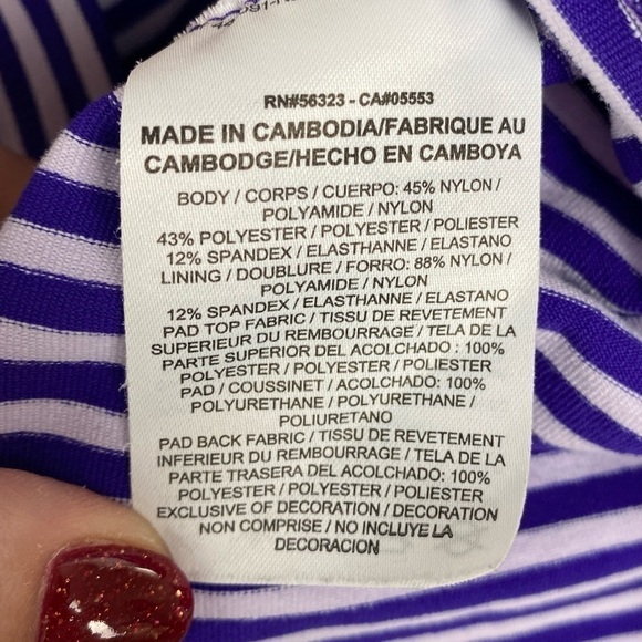 Nike‎ Dri-Fit Slim Fit Purple Striped Built-In Bra Athletic Tank Top Women's Med - Picture 10 of 12